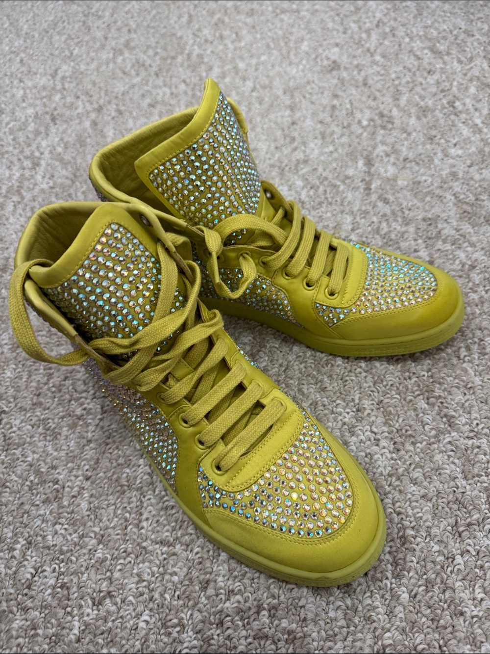 Gucci special edition Yellow Crystal-Embellished High-Top Sneakers